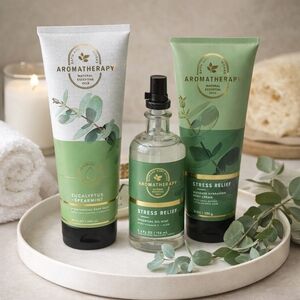 BBW 3pc Eucalyptus Spearmint Aromatherapy Set: Oil Mist ♡ Body Wash ♡ Body Cream